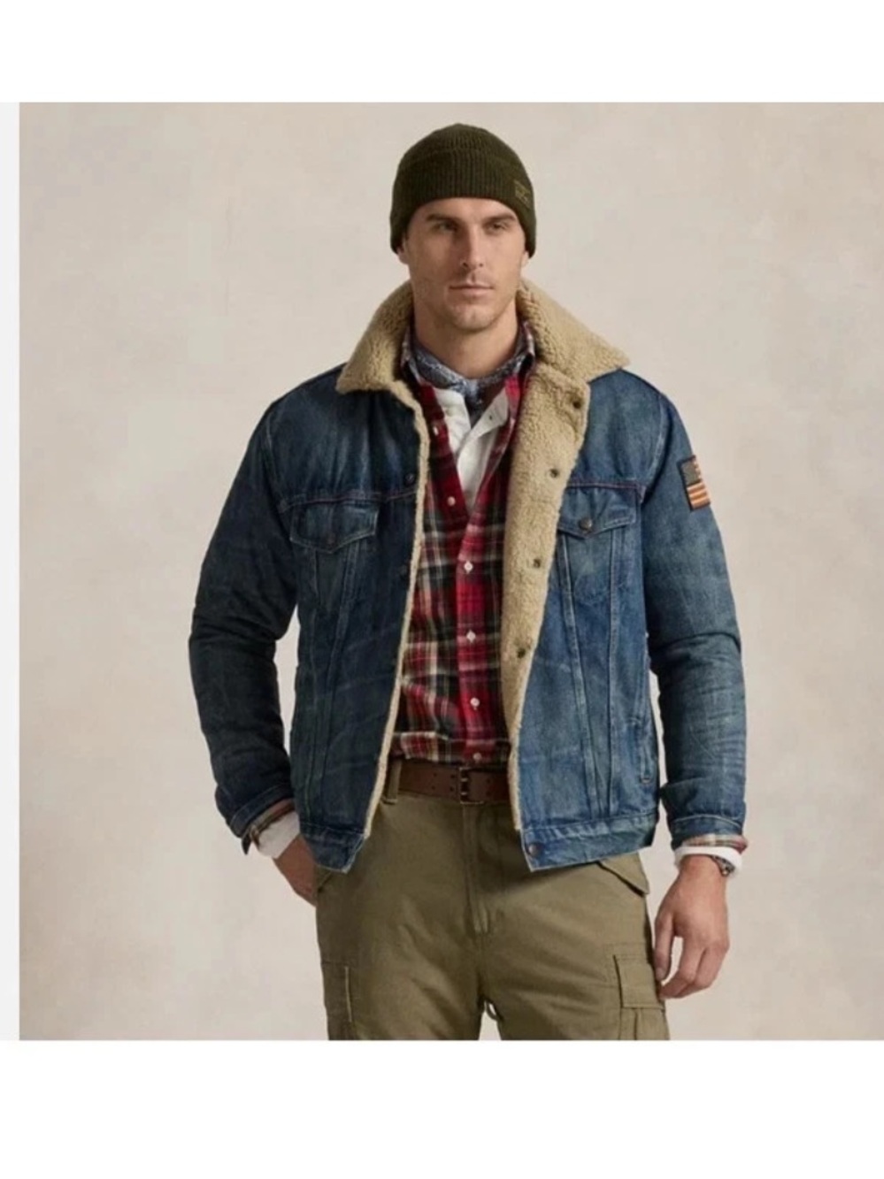Polo Ralph Lauren Sherpa-Lined Denim Trucker Jacket in Blue Size M